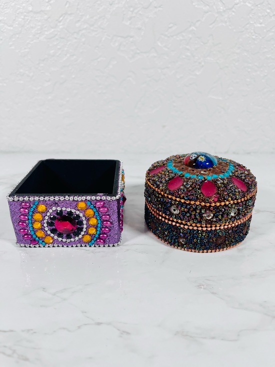 Source Unknown Accessories - 2 Jeweled Tin Trinket Boxes